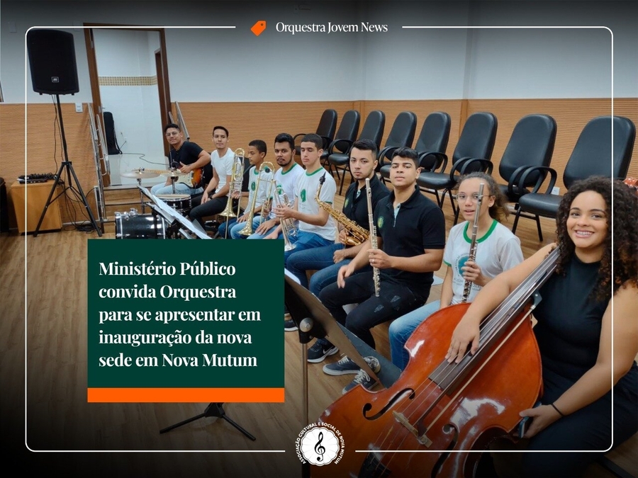 Alunos da Orquestra tocam na inauguração da nova sede do Ministério Público em Nova Mutum