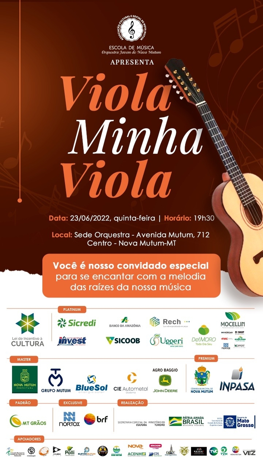 Orquestra Jovem de Nova Mutum apresenta Recital ‘Viola Minha Viola’ nesta quinta-feira (23)