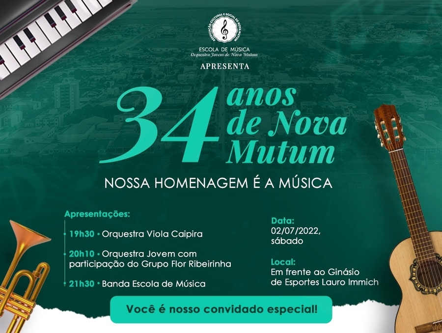 Aniversário de 34 anos de Nova Mutum tem programação especial da Orquestra Jovem