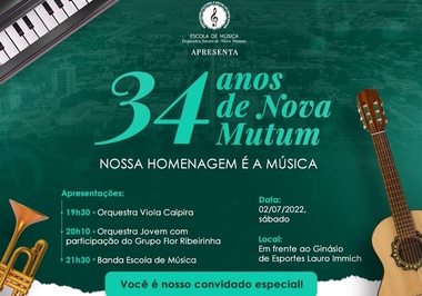 Aniversário de 34 anos de Nova Mutum tem programação especial da Orquestra Jovem